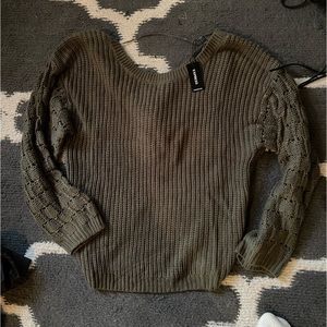 Green express criss cross back sweater nwt
